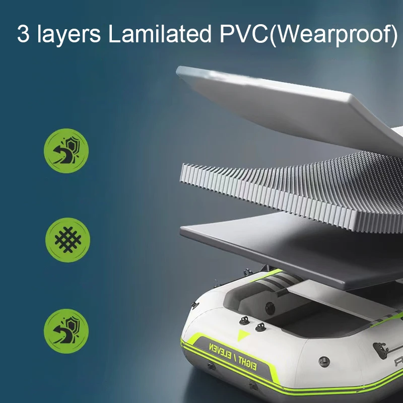 Super Strong Inflatable Boat Raft Set with 2 Aluminum Oars for Fishing Lakes and Rivers laminate PVC And Drop Stitch Material