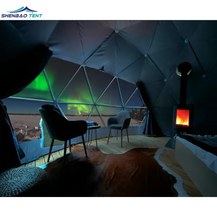 Rainproof Winter Geodesic Dome Tent Galvanized Steel Frame Dome Tent