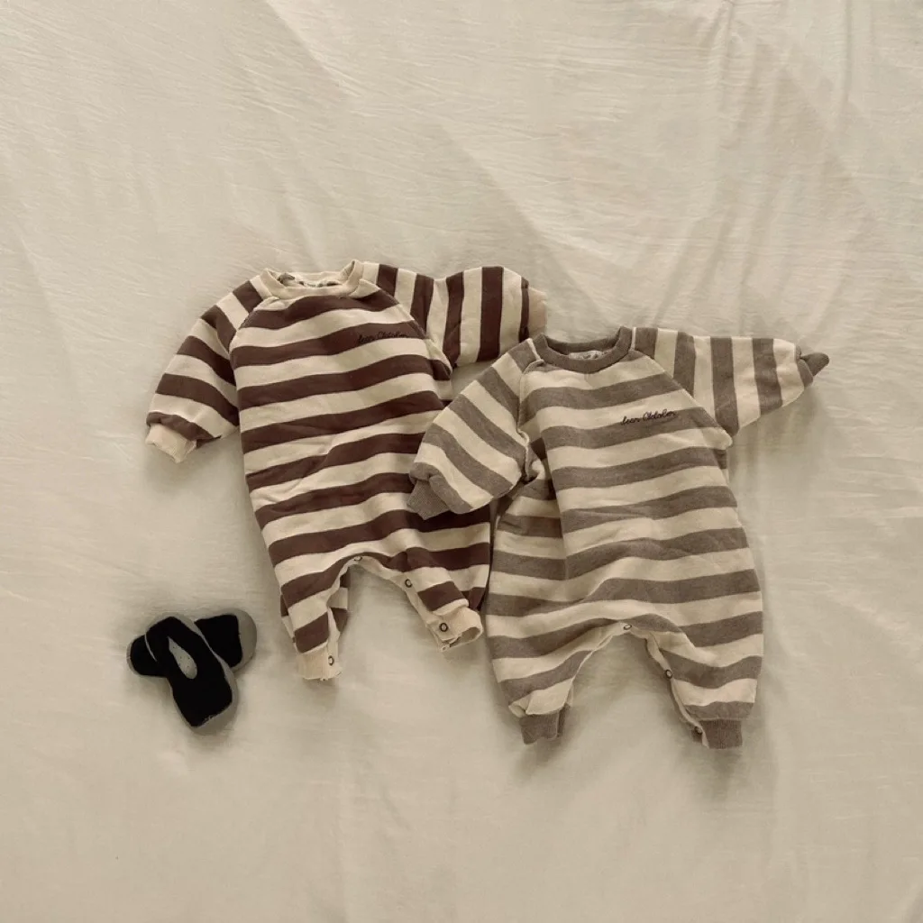 Striped Long Sleeve Baby Romper Winter Lounge Suit Branded Baby Girl Clothes Newborn Knitted Romper