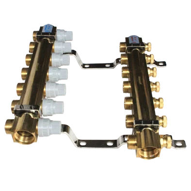 HF216B 7 way underfloor heating water mixing temperature control distribution center brass manifolds