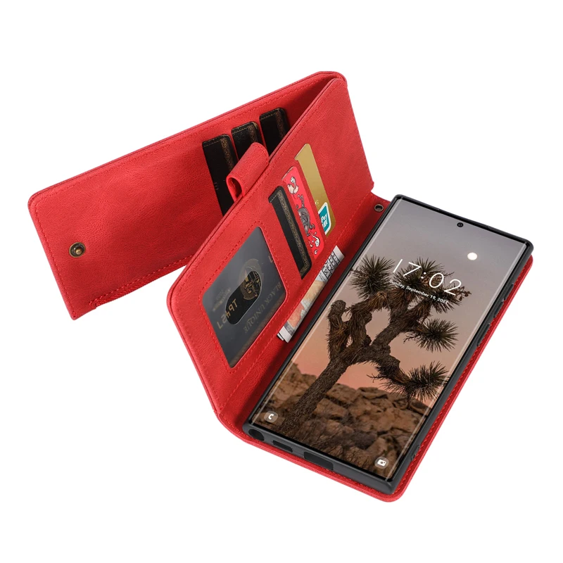 Pu Leather Wallet Flip Cover Leather Phone Case Ziplock Bag  For Samsung S22 Ultra A Aeries