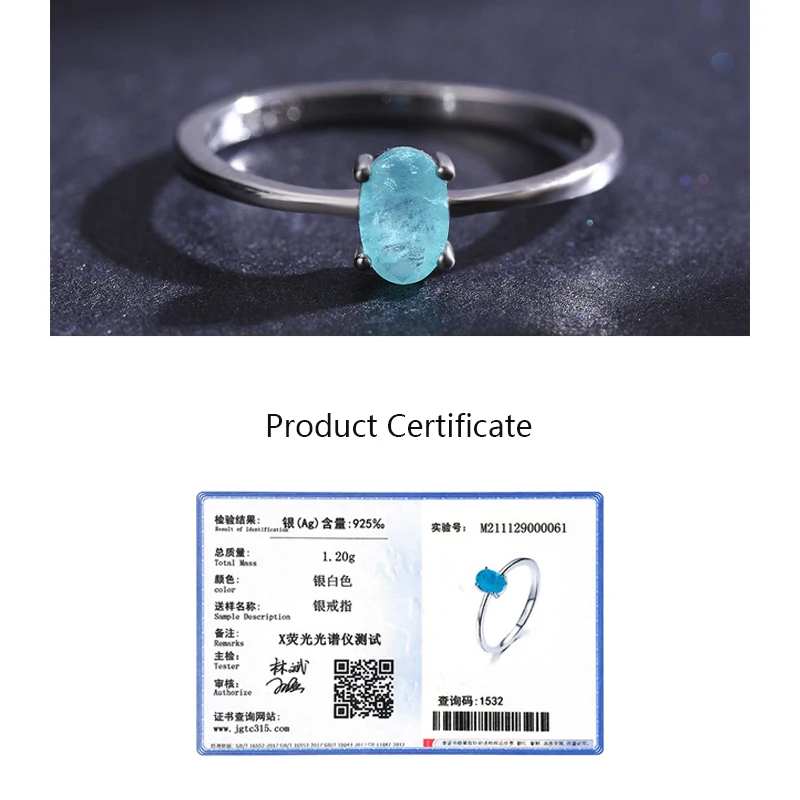 European and American style ING simple s925 sterling silver egg-shaped  opal tourmaline ring female