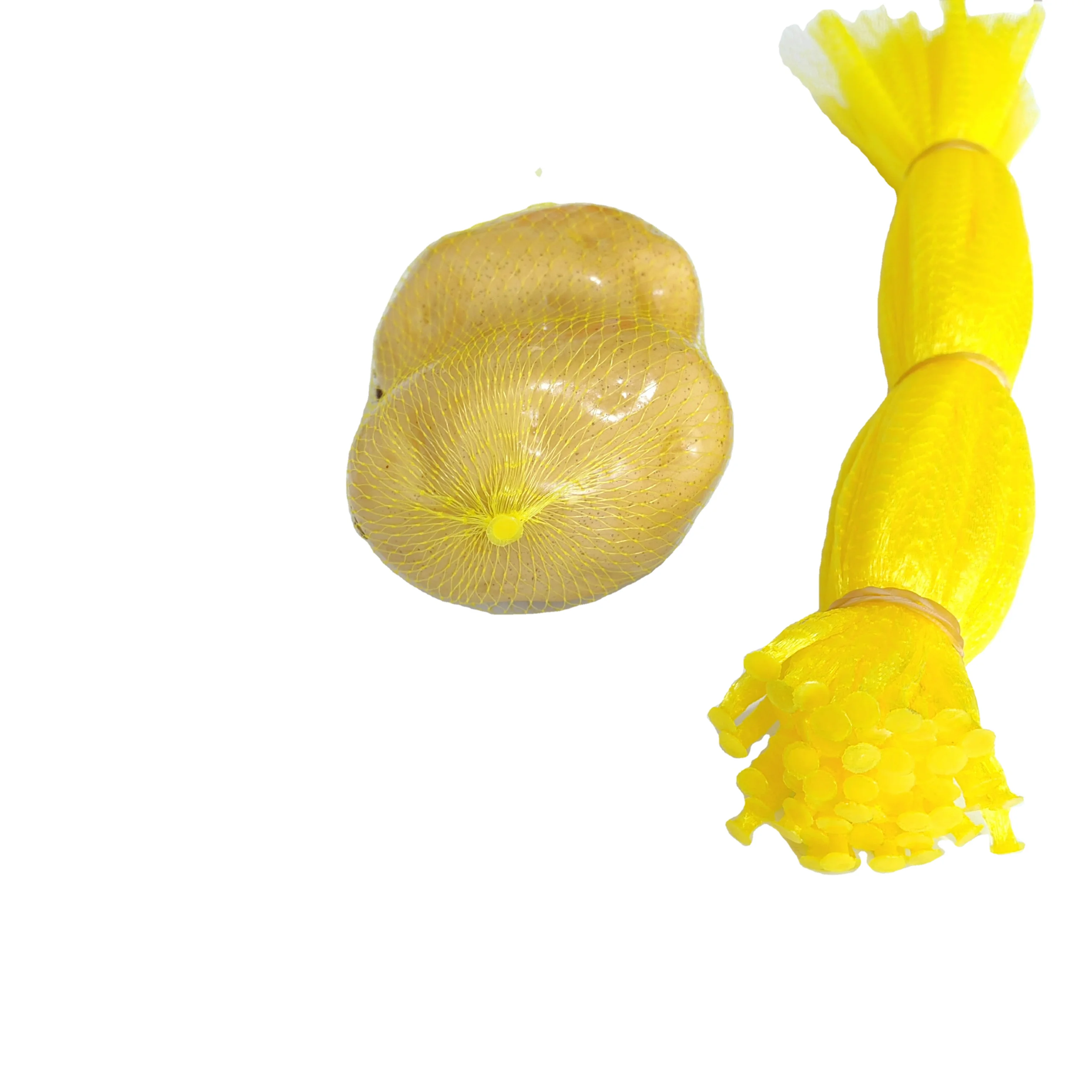 Yellow and hot bottom environment friendly mesh bags for packing vegetables like corn