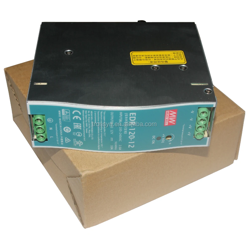 Meanwell EDR-120-24 Single Output Slim DIN Rail Power Supply With Metal Housing CE EMC CB AC 120W 24 Volt Drive Inverter Price