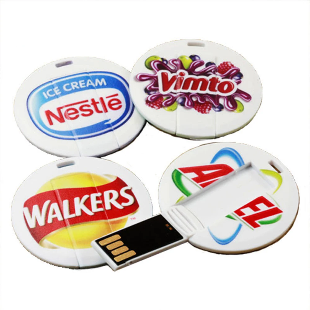 Digibloom Custom Logo Round Shape Usb 2.0 3.0 8GB 16GB 32GB Business Credit Card USB Flash Card Pen Drive