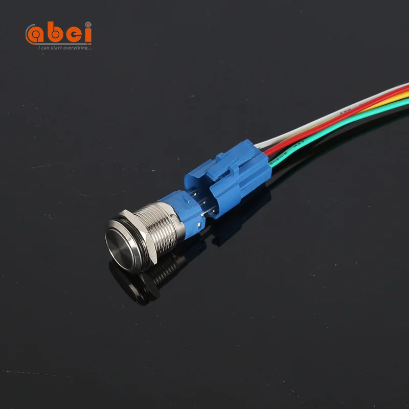 Светодиодный самоблокирующийся кнопочный переключатель с подсветкой, 16 мм, мгновенный металлический, красный, зеленый, 12 В, 110 В