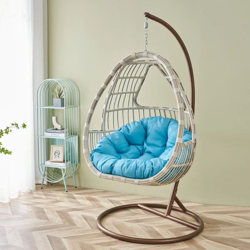 Indoor outdoor furniture garden Hanging nest swing basket swing egg swing chair with cushion and stand seat