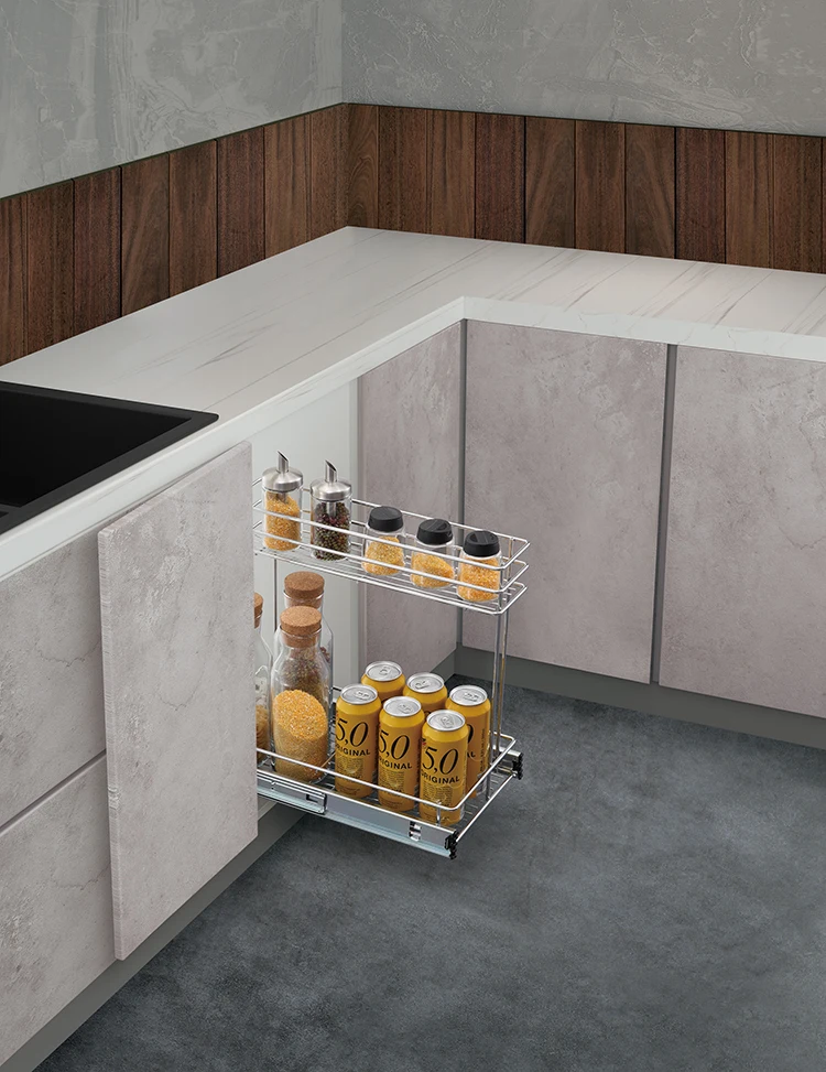 Factory Direct Wholesale OEM Kitchen Cabinet Side Pull Out Basket for Under-sink Corner Storage