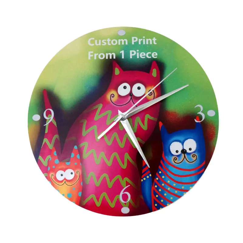 Print On Demand Home Decoration Gift Plastic Glass Decor Dial Promotion Advertising Designs Large Custom Wall Clock Custom Logo