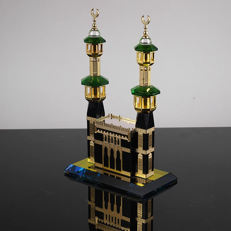 New Wholesale Ramadan Gift Kelbai Clock Model Islamic Ornaments Crystal Model Building For Wedding Souvenirs Gifts