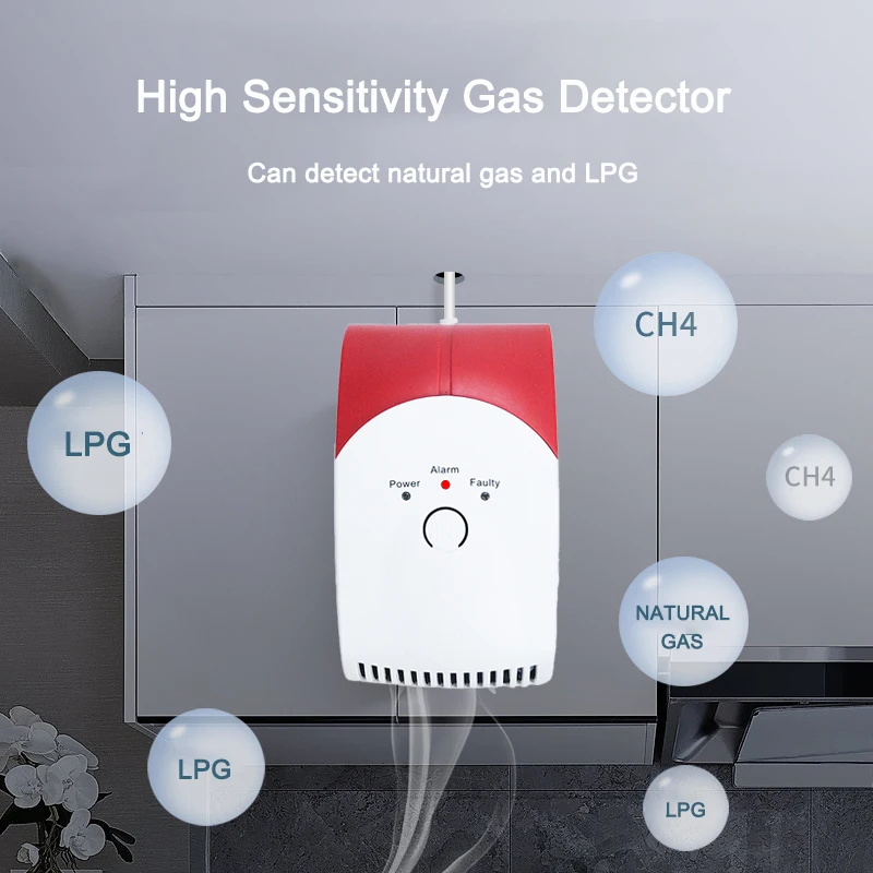OEM ODM Home Kitchen 12V LPG Natural Gas Leakage Alarm Sensor Methane Gas Detector
