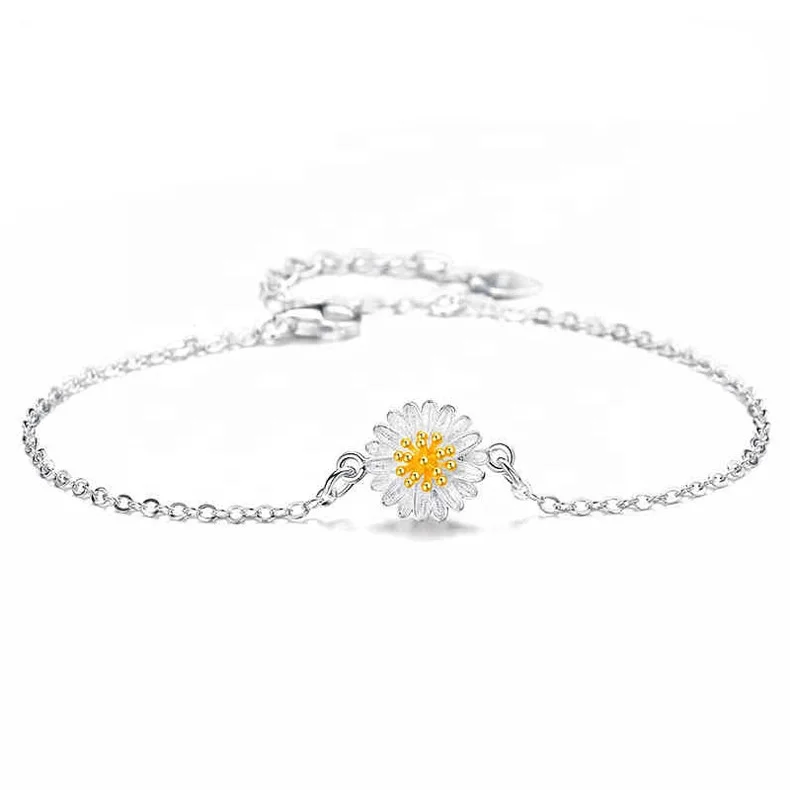 Factory Outlet Jewelry Multicolor Zircon Brass Daisy Pendant Bracelet