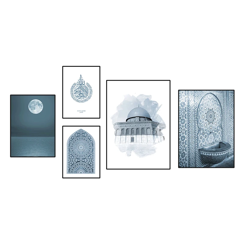 Wholesale customized islamic religious buildings original wall painting islamic canvas wall muslim art