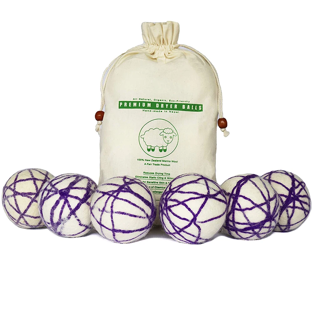 6 Pack Nature Organic 100% New Zealand Wool Dryer Balls for Laundry 7cm wool dryer balls xl