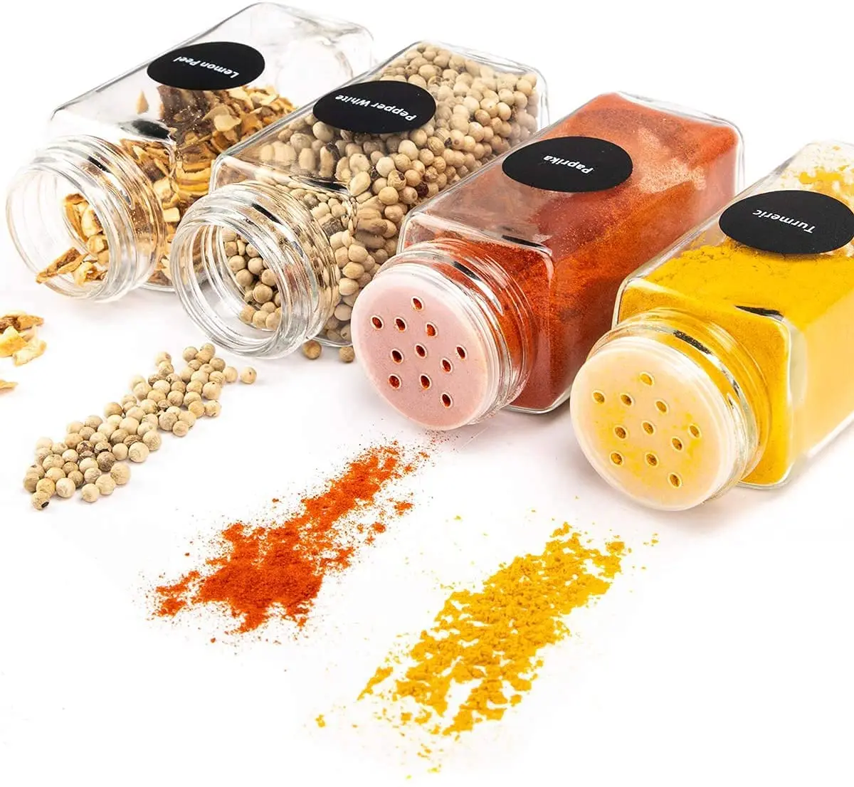 Wholesale Kitchen Seasoning Bottles 120ml Square Glass Spice Jar With Shaker Lids