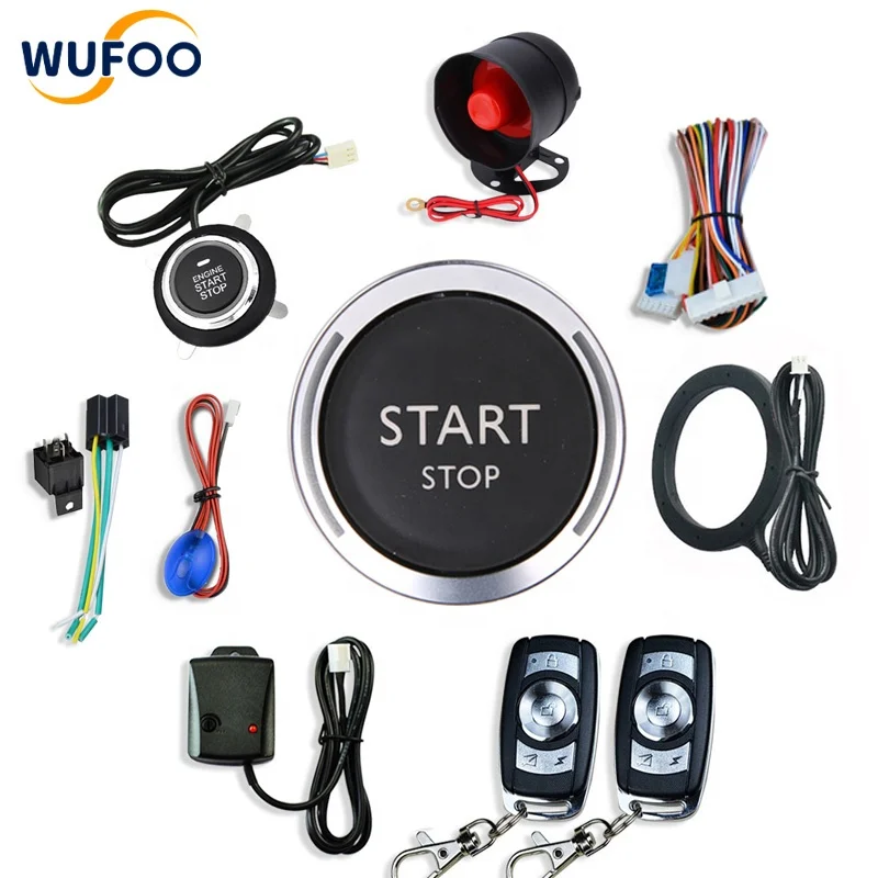 wufoo smart control keyless entry system car start stop remote engine starter App control car alarm system remote start