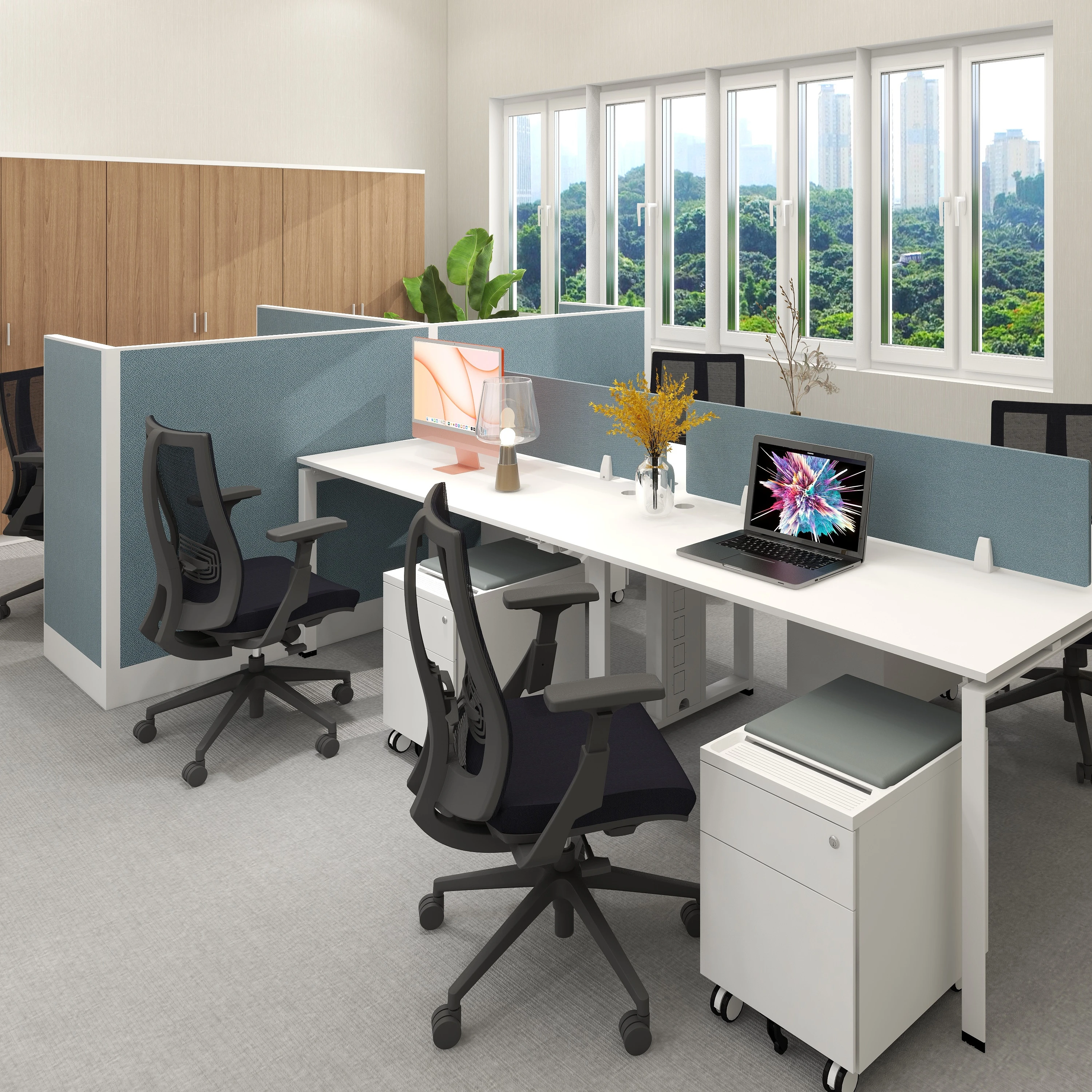 Steel Legs Office Desk Office Table Modular Workstation Cubicle Partition Call Center