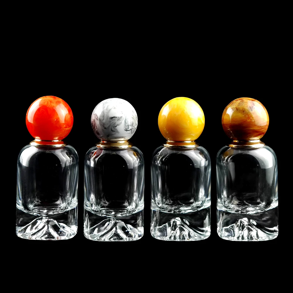 50ml Custom design high quality luxury thick base special crystal clear glass perfume bottle with resin cap