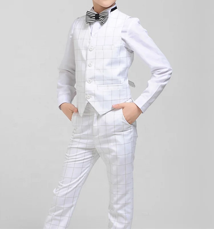 New design wedding party wear TR fabric white color boy blazer suit