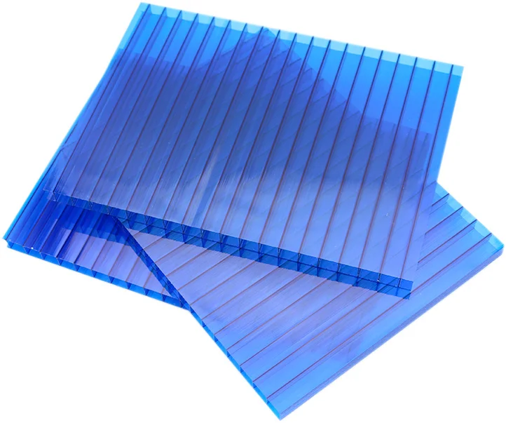 Alands Plastic Hollow PC Sheet 6mm 8mm Blue Color Polycarbonate Roofing Panel for Greenhouse