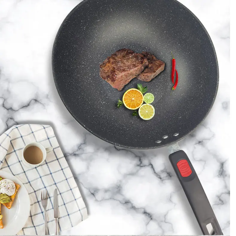 Kitchen cooking medical stone non-stick 304 stainless steel wok frying pan stock pot cookware 3 piece set kitchenware set