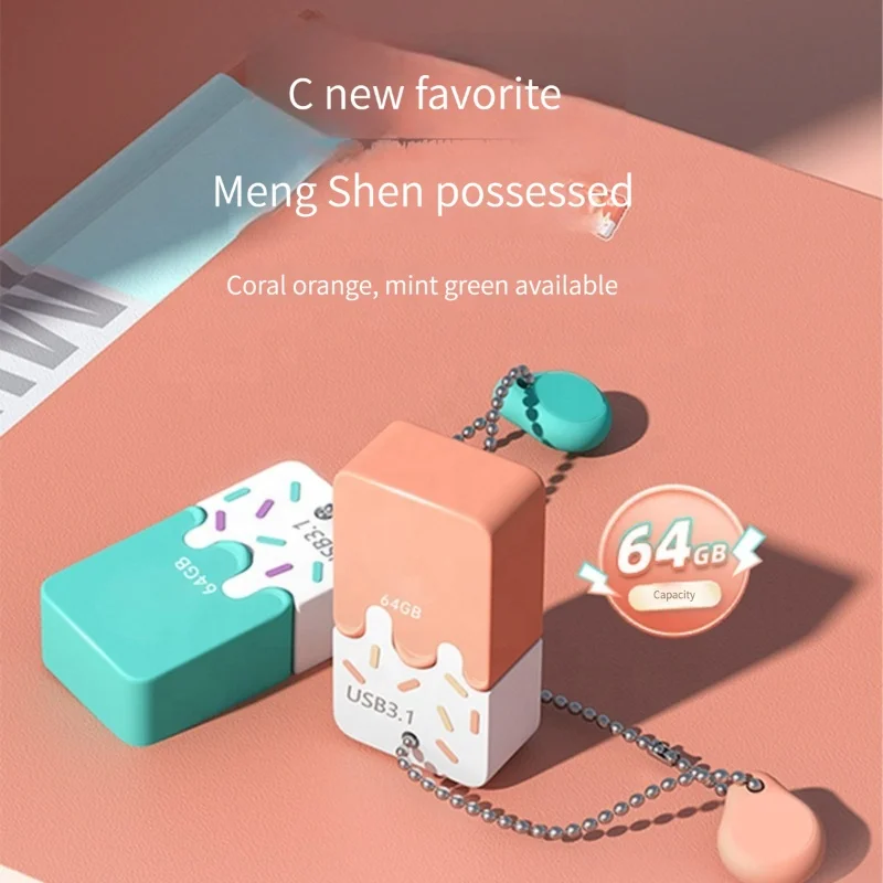 Factory Customization High End Fashion Ice Cream Music General Silicone 32g 64g U Disk