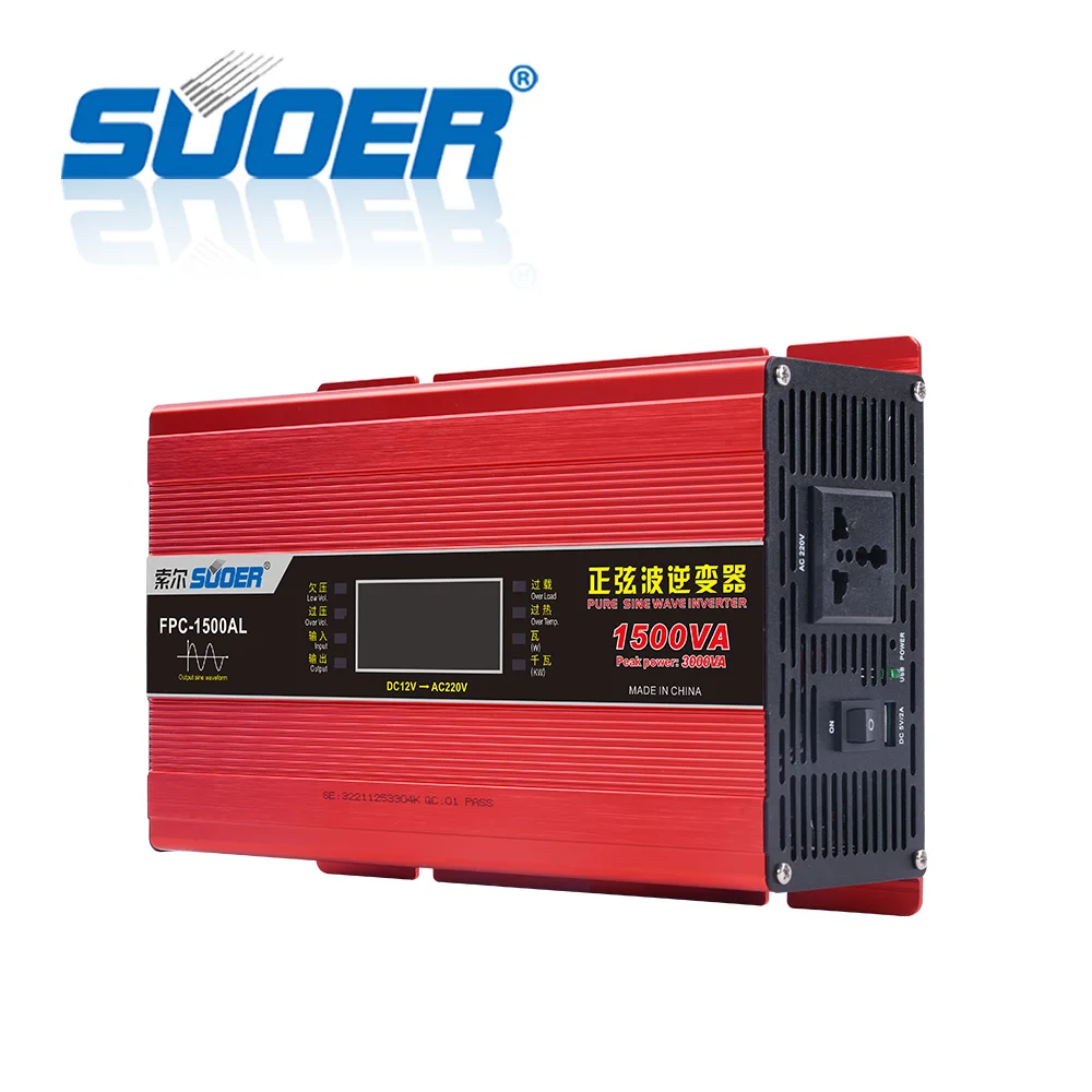 Suoer inverter charger 12 v to 220 v pure sine wave 1500w off-grid inverter for home appliance