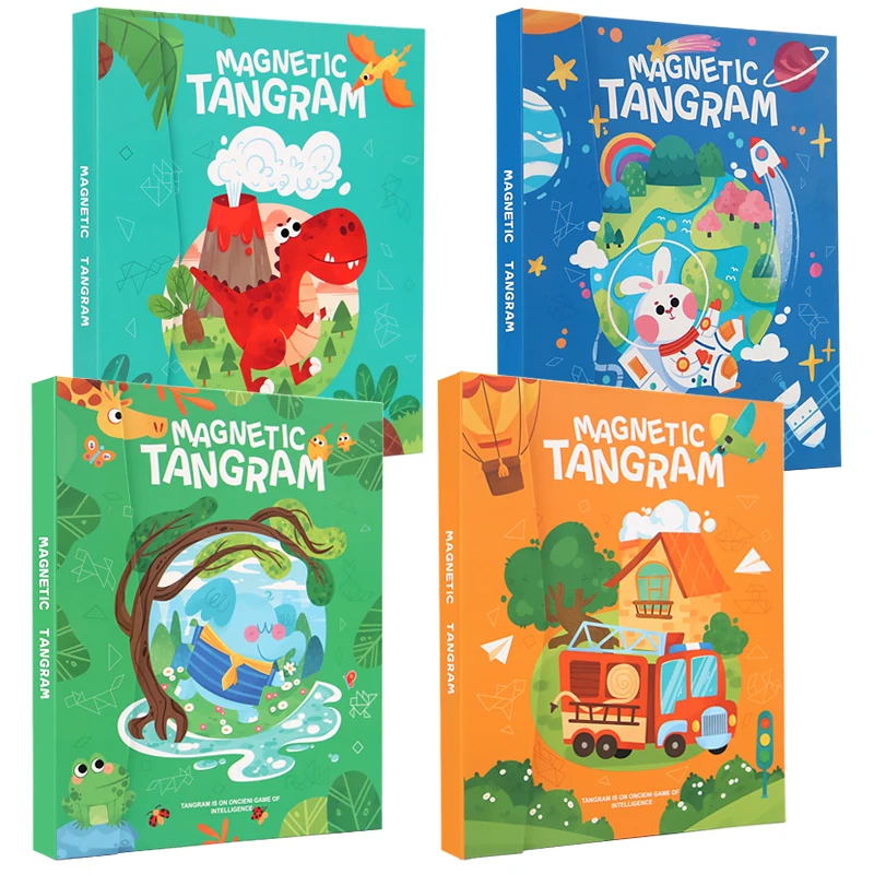 STEM Early Educational Challenge Toy Geometric Pattern Magnetic Tangram Puzzle