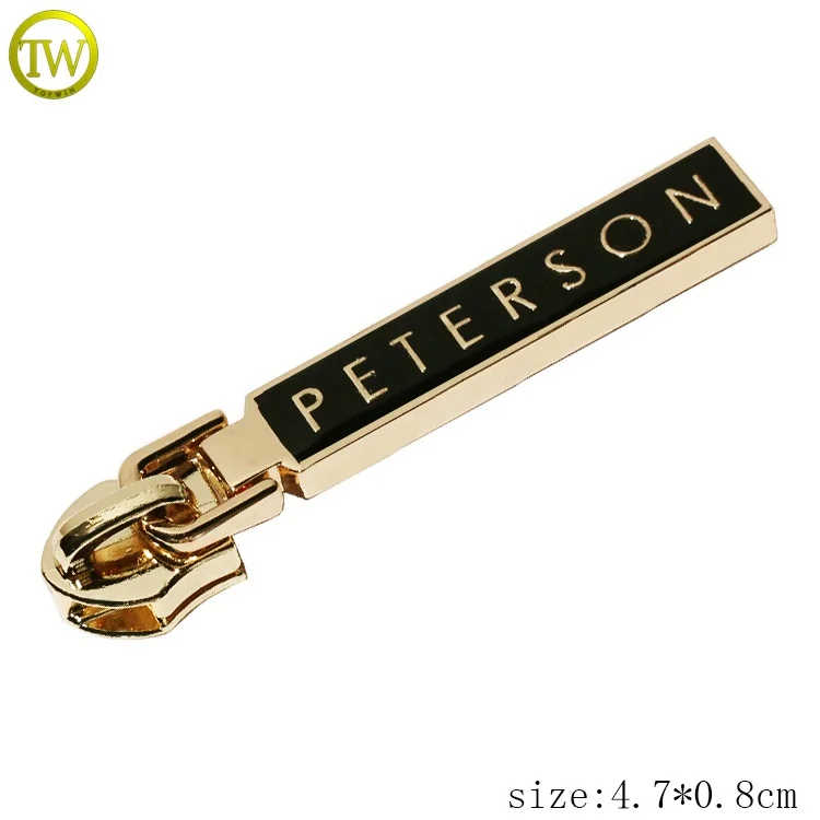 Custom 5# Alloy Zip Slider Dull Gold Metal Zipper Puller And Slider For Handbags