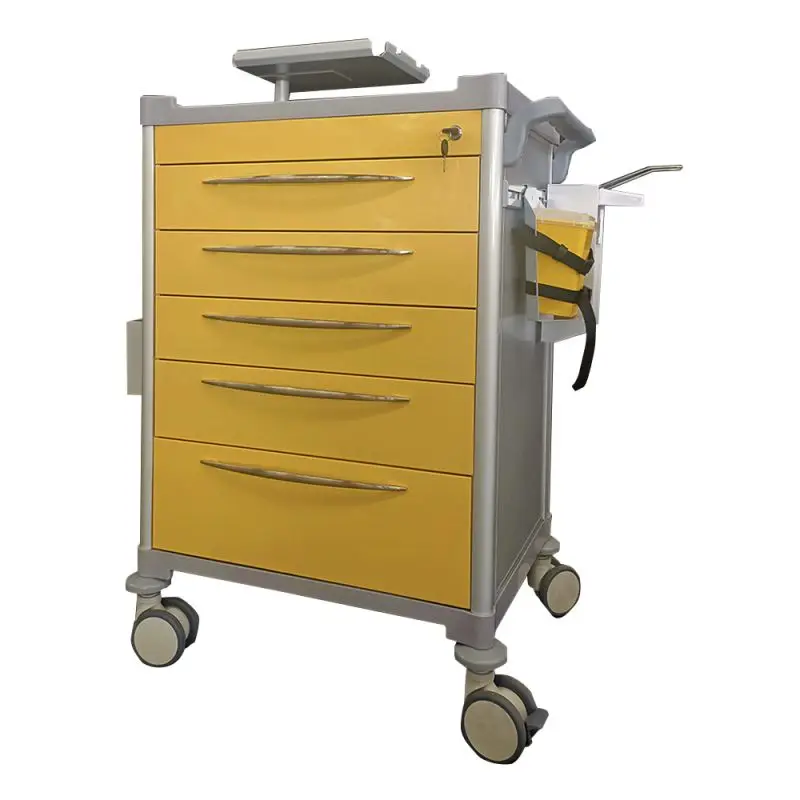 Portable Rear CPR Board Medical Monitors Emergency Crash Cart Trolley