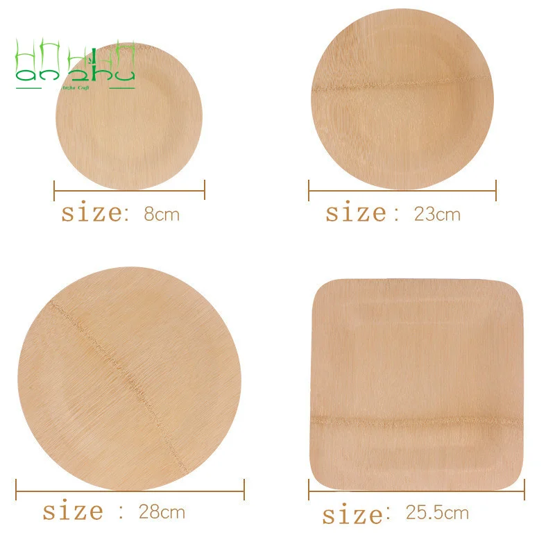Romantic Disposable Biodegradable Areca Palm Leaf Wooden Bamboo Plate for Party