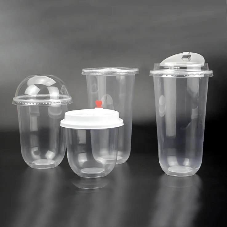 Индивидуальные Прозрачные полиэтиленовые/пла/ПП 12 унций с овальной крышкой, Одноразовые U-образные пластиковые чашки для сока