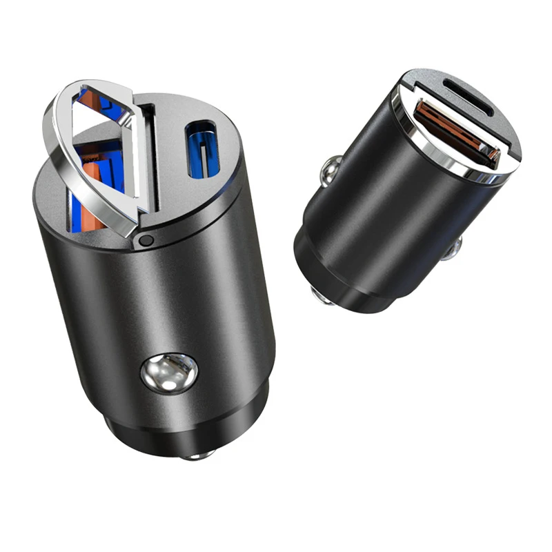 
USB C Car Charger Adapter 30W Super Mini All Metal PD & QC 3.0 Dual Port Cigarette Lighter USB C Fast quick Charger for iPhone 