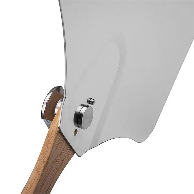 Stainless Steel Rocker Cutter And Aluminum Foldable Wooden Handle Pie Paddle Pizza Peel Tools Set
