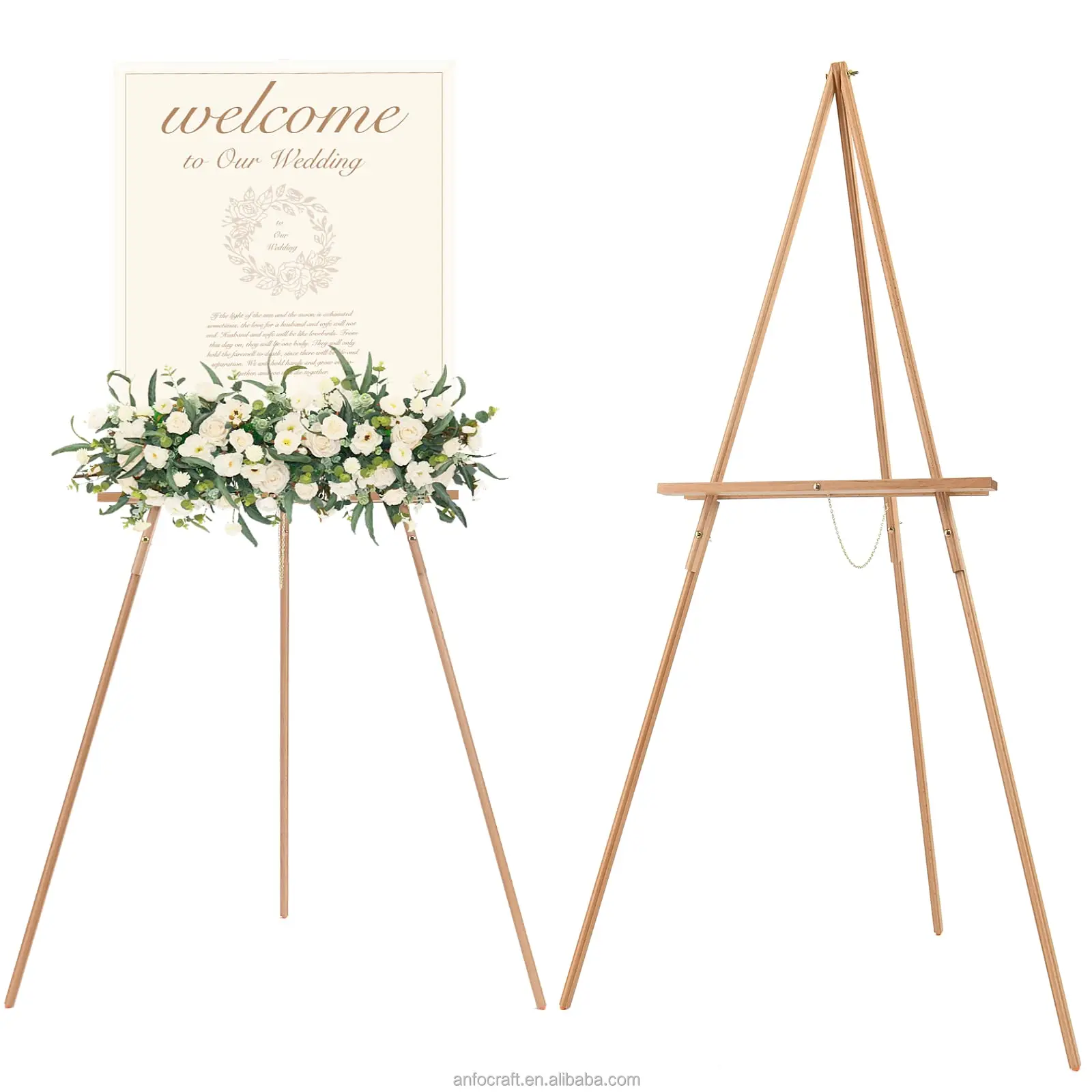 A-Frame Modern Artistic Easel with Tray Foldable Wooden Signboard for Painting on Canvas for Decorative Usage