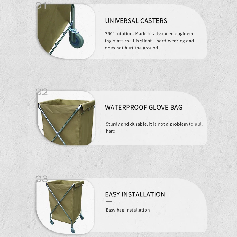 Hotel Laundry Trolley Cart X-Shape Laundry Cart