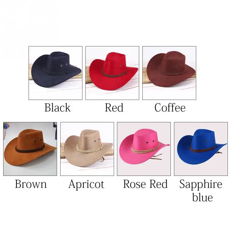 Fashion Adult/Kids  Western Sun Shield Unisex Cowboy Casual Artificial Leather Hat Wide Cowgirl Cowboy Hat