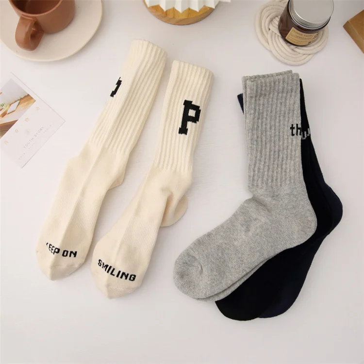 Custom Logo Towel Bottom Terry Thickened Tube Womens Sport Warm Socks For Unisex