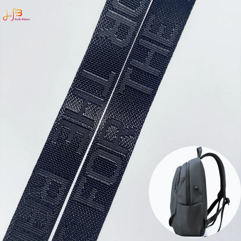 Custom Jacquard Logo Nylon Woven durable  Webbing Band Logo nylon jacquard webbing strap for backpack