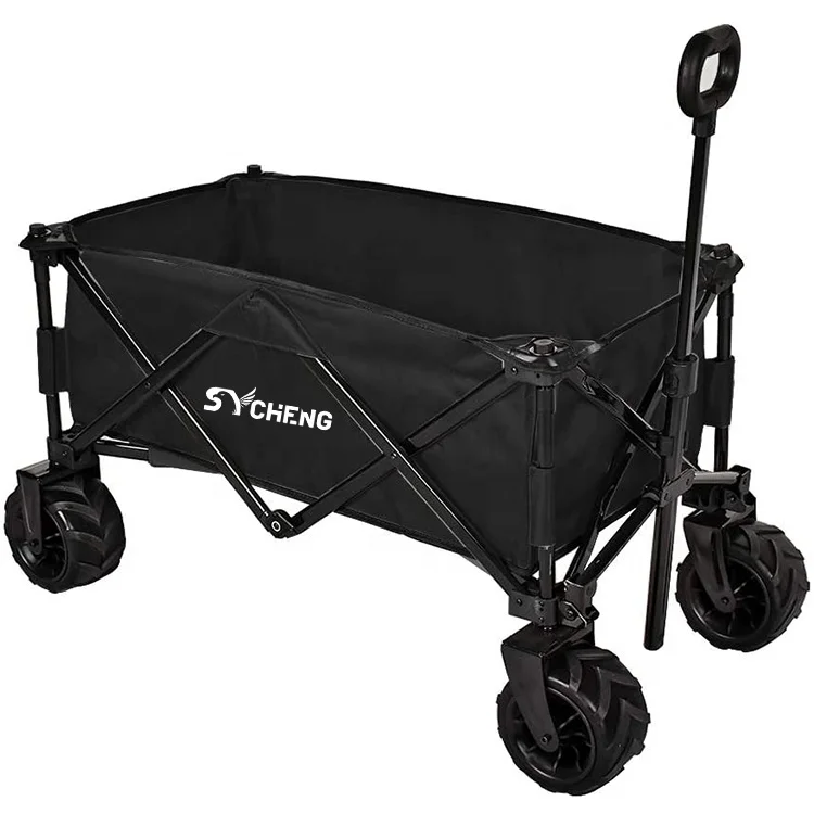 Folding Wagon Collapsible Utility Big Wheels Shopping Cart for Beach Outdoor Camping Garden Canvas Fabric All Terrain Heavy Duty