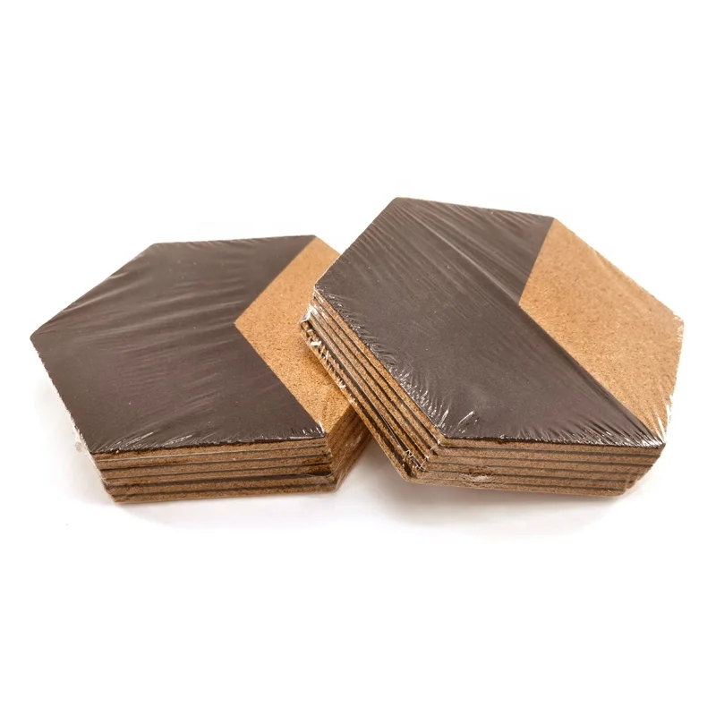 Hot selling good quality bulletin hexagon black self adhesive wall cork board