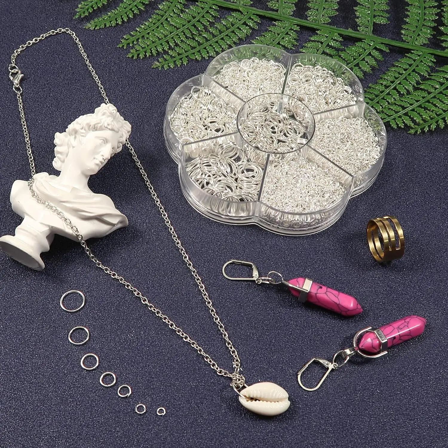 2300pcs Silver Jump Rings for Jewelry Making Open Jump Rings 3mm 4mm 5mm 6mm 7mm 8mm 10mm Jewelry Making Supplies