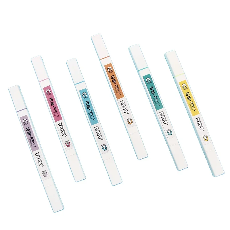 Индивидуальные креативные канцелярские принадлежности стираемая ручка-хайлайтер разноцветная шесть цветов двойная