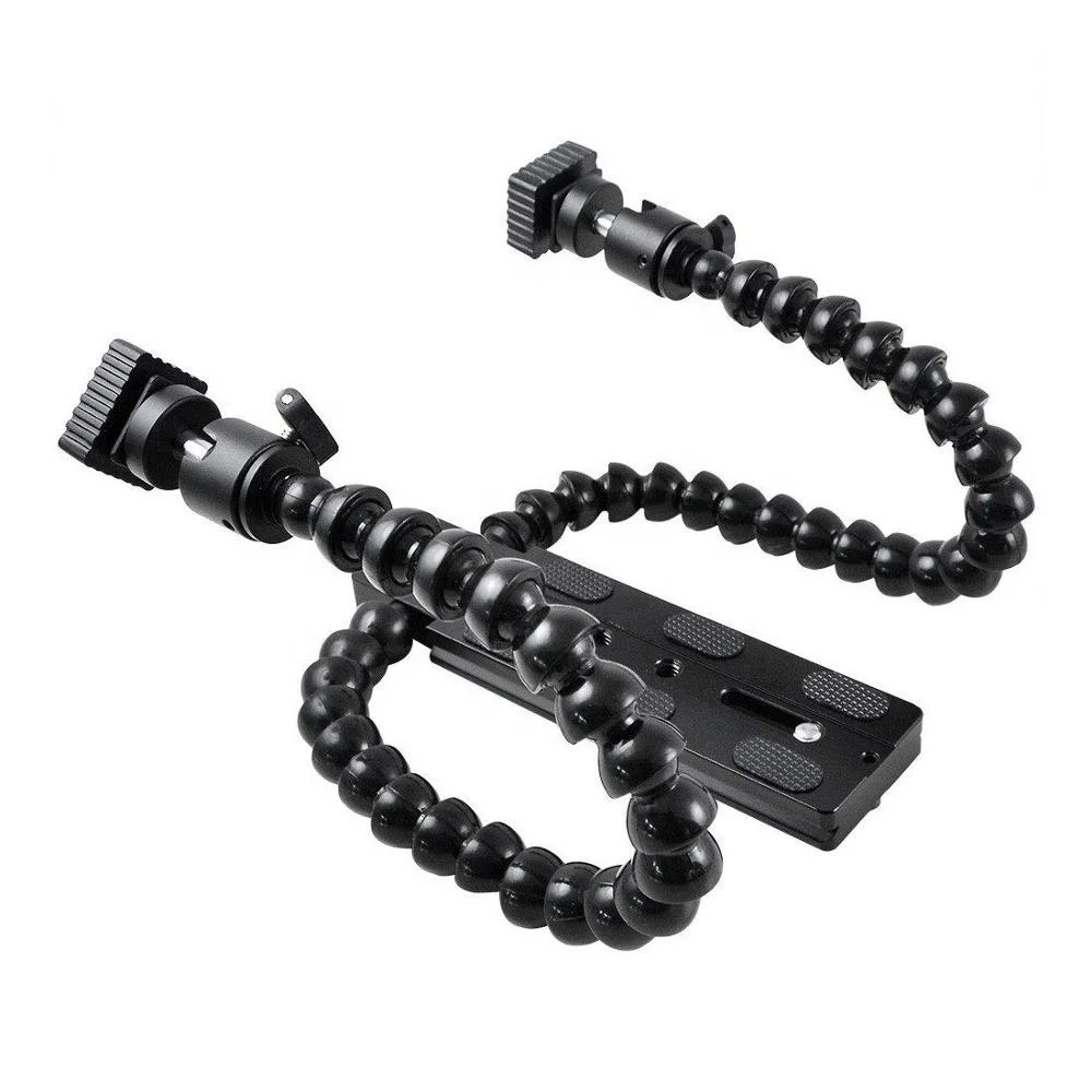 Portable Flexible Gooseneck Octopus Dual arm Dual Hot Shoe Flash Bracket Grip Holder Mount for Macro Shot
