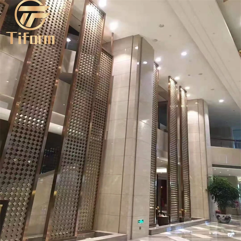 Hot sale  stainless steel metal screen partition wall panel screen room divider for hotel lobby