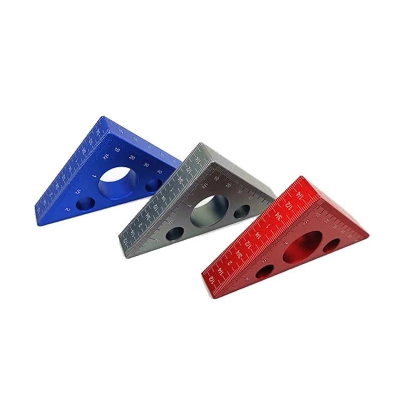 Right Angle Ruler Aluminum Alloy Pocket Square DIY Woodworking Triangle Ruler Height Measuring Gauging Woodworking Tool