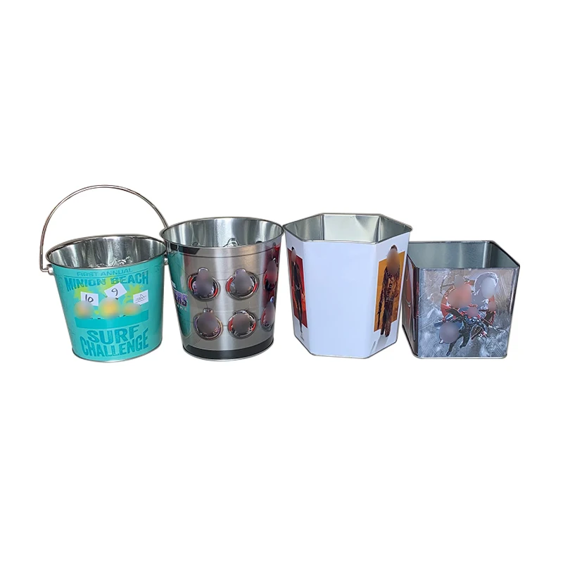 Good Quality Food Safe Custom Printed Hexagon-Shaped Metal Tin Pail for Packaging Snacks Popcorn Tins