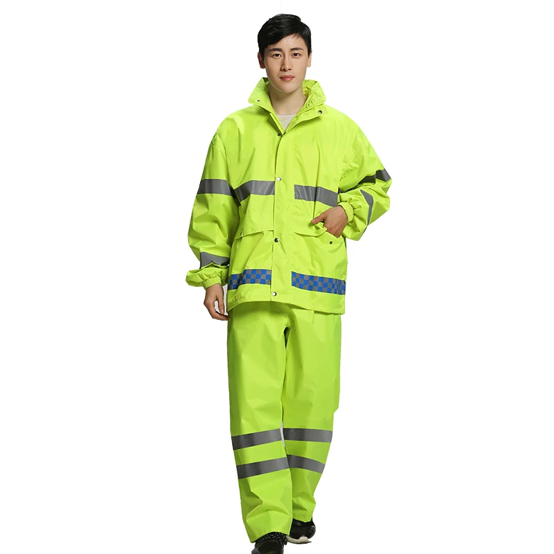 Customizable Top selling polic pvc reflecting rain suits adults men waterproof custom rain coat rain pants