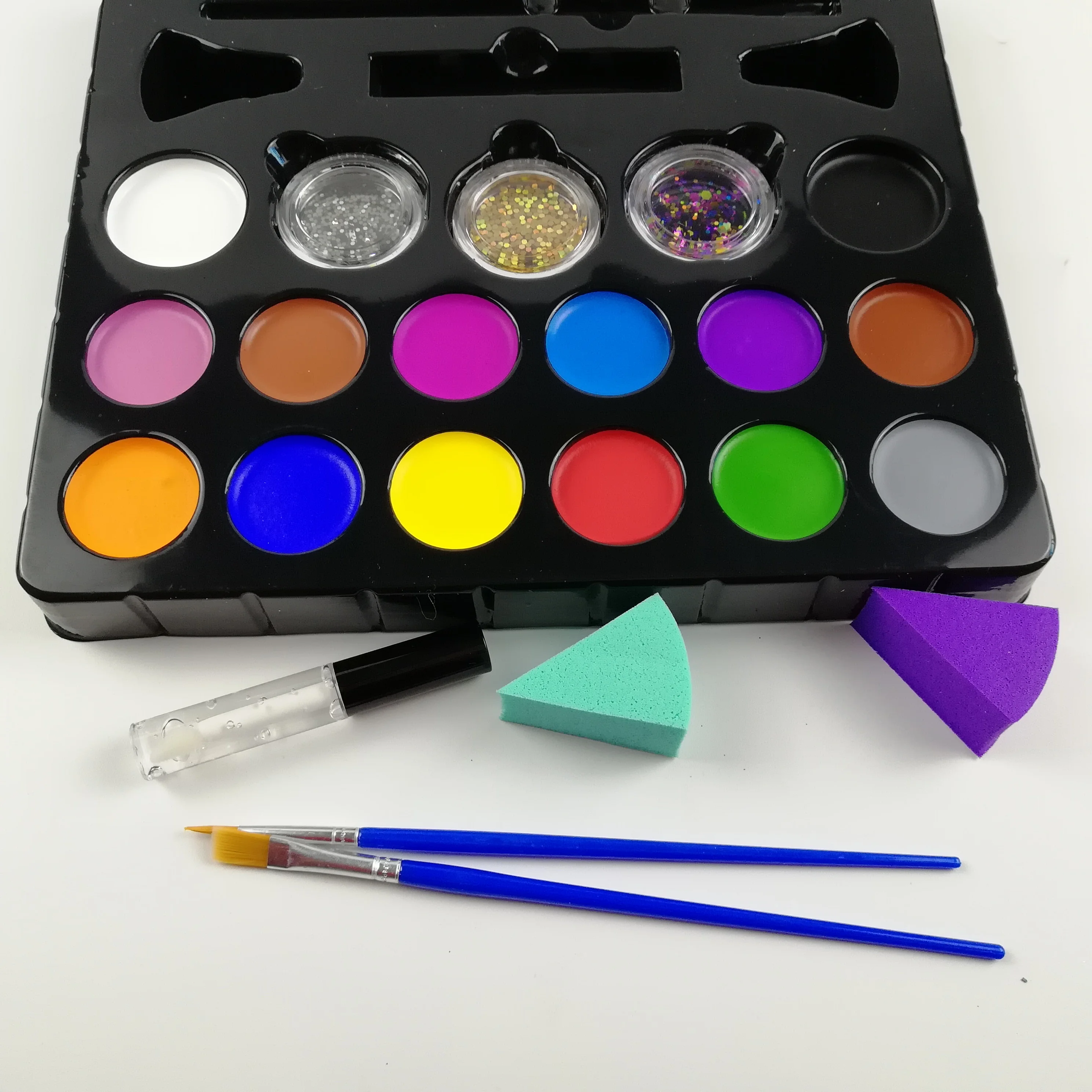 2020 Hot Selling 24 Colors Painting Neon Gallon Art Organic Water Based Body Paint Set With Sponge Makeup