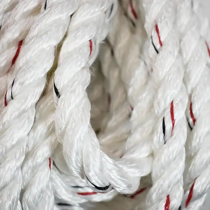 50 Foot Vertical White Polydac Roofing Climbing Rope Lifeline with Snap Hooks at Both Ends Safety Rope